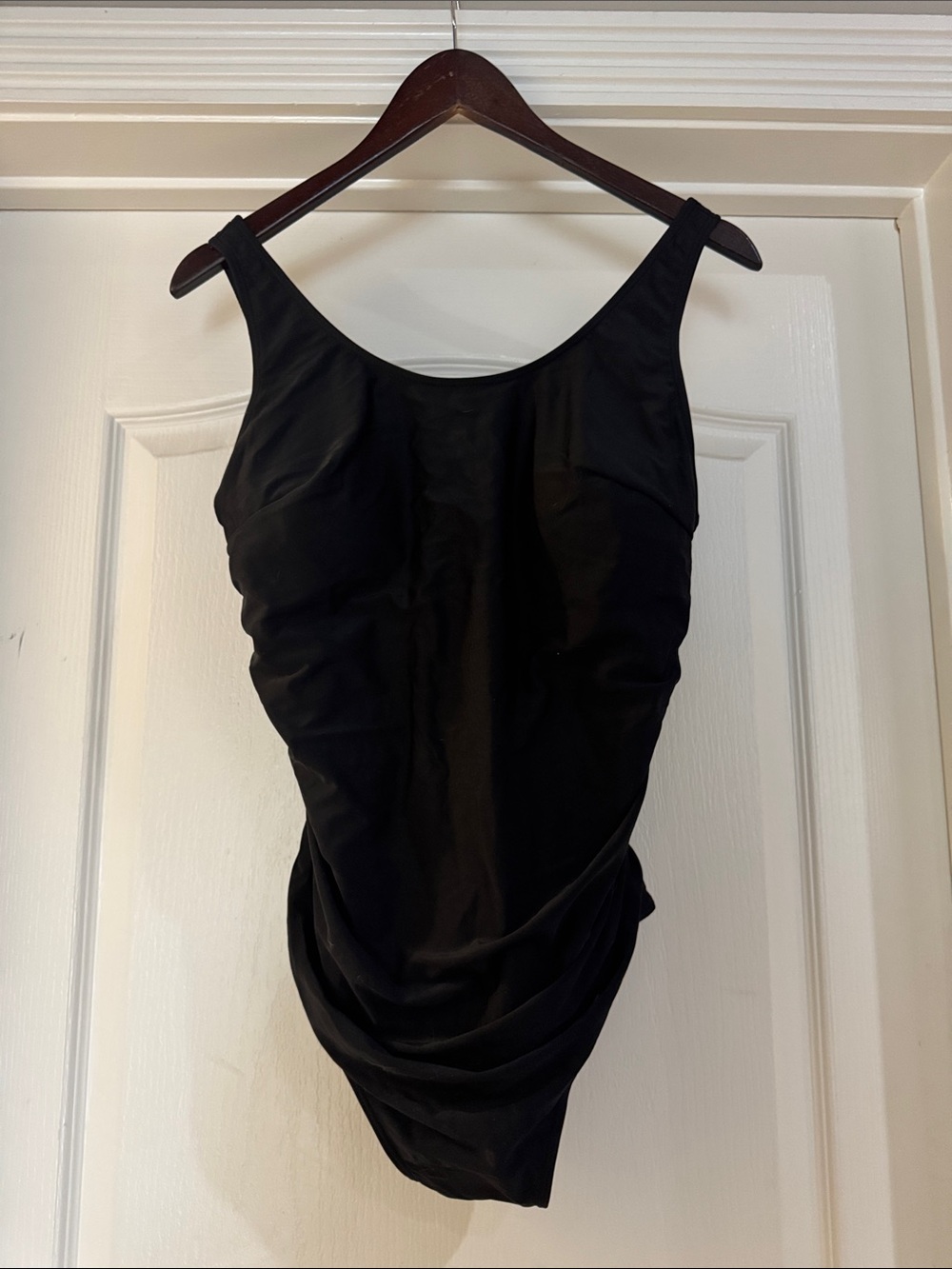 Daci Black One Piece Swimsuit Athletic Tummy Control Ruched XL NWT - Picture 2 of 10